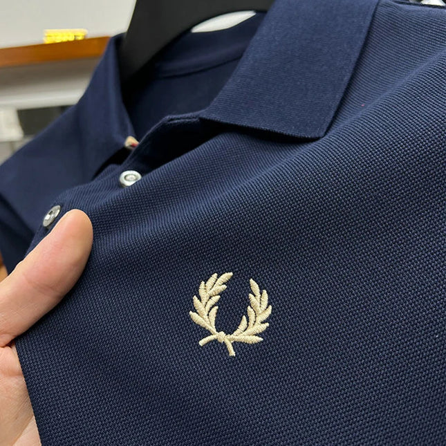 2025 Men's embroidered casual polo luxury clothing high-quality brand 2024 cotton lapel short sleeved summer 100%