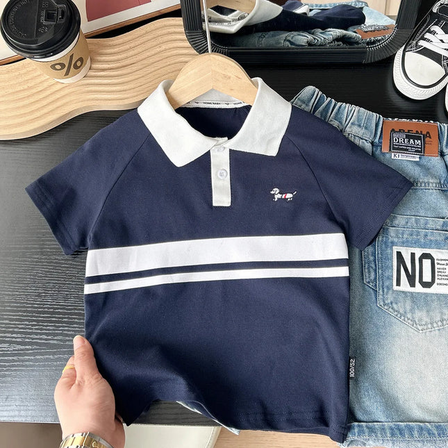 Boys Polo Shirts Summer 2025 School Polo Shirts for Kids Cartoon Print Children T-shirts Toddler Oufits Baby Tees Clothing
