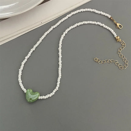 Korean Fashion Ceramics Love Heart Choker Necklace for Women Girl Colorful New Fashion Neck Jewelry Wholesale