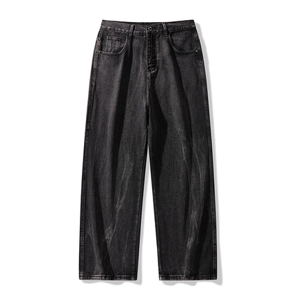 Fashion Jeans Wide-Leg Pants Men's Loose Old Jeans American Hip-hop High-waisted Jeans Ripped Print Casual High Street Trousers