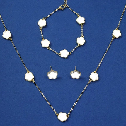 Korea New Hot Sale Peach Heart Pendant Earrings Necklace Rings Light Luxury Design Three-Piece Sets Trend Party Jewelry Gift Sets