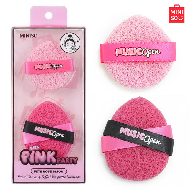 MINIISO PinkParty Series Powder Puff Combination With 2 Pores For Fine And Skin Friendly Cleansing, Easy To Remove Makeup