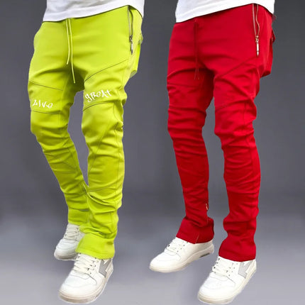 2025 Sport Pants Men's Korean Autumn Bunched Ankle Pants Stretch Slim Schoolbag Bag Fashion Brand Running Casual Long Pants