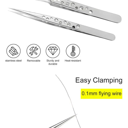 Industrial Tweezers Precision Anti-static Magnetic Soldering Stainless Steel Curved Tip Tweezers CPU IC Repair Clips Hand Tool