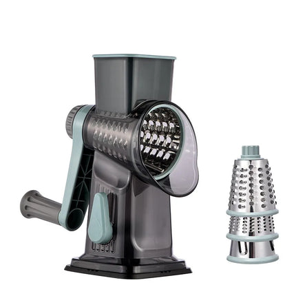 3-in-1 Manual Rotary Cheese Grater Vegetable Slicer with Suction Base Kitchen Mandoline Shredder for Potatoes Easy to Clean