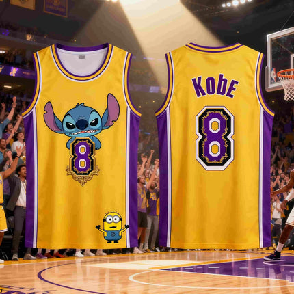 2026 New Girls Women's 3D Printed Stitch Boys Training Men's Sports Sleeveless Vest NO.8 KOBE Basketball Tank Tops T-shirt