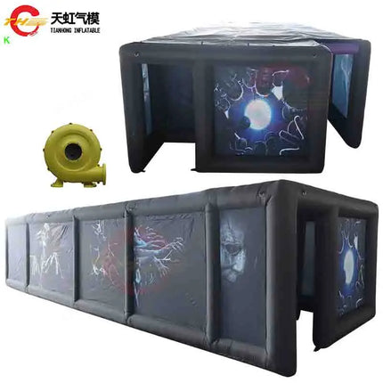 9x4m T Shaped Inflatable Maze Zombie Themed Halloween Haunted House Sport Game