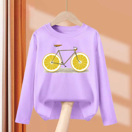 Aimi Lakana Long Sleeve Shirts Kids Fruit Bicycle T-Shirt Boy Girls Cotton Tops Funny Bike Clothes Spring Autumn Tees 3T-14T