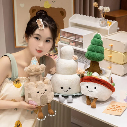 Ins Hot Sale Cute Funny Cake Tree Noodles Ball Shape Plush Toys Stuffed Cute Snack Party Wedding Decor Special Gift For Kids