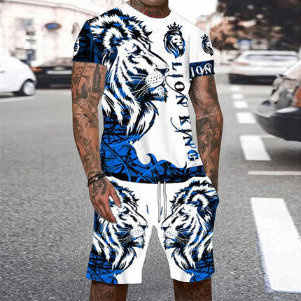 Summer Men's O Neck Short Sleeve Shorts Set 3D Tiger Printed Casual T Shirt Cool Personalized Streetwear Set Men's Sportswear