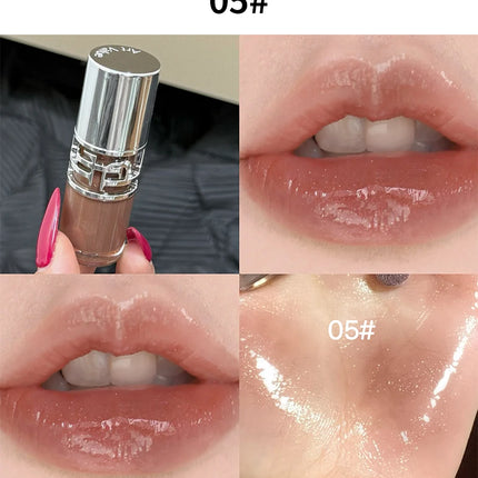Flowing mirror lip gloss, waterproof and long-lasting luster, non stick to the cup, silky texture, natural makeup effect