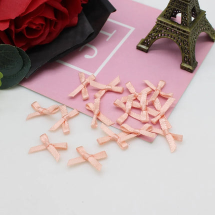 100pcs 1-2cm ( Very small ) Mini Polyester Satin Ribbon Bows Tie Scrapbooking Embellishment Hair Clips Pets Hair Bow Crafts