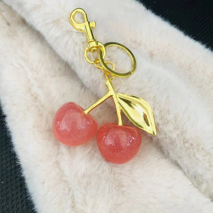 Trendy Red Cherry Pendant Keychain for Women Cute Bag Decorations Multifunctional Jewelry Car Key Accessories Charm Keyring Gift