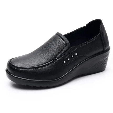 Classic Genuine Leather Women Shoes Round Toe Casual Comfortable Women's Wedge Shoes Spring Autumn Fashion Mother Shoes 10models