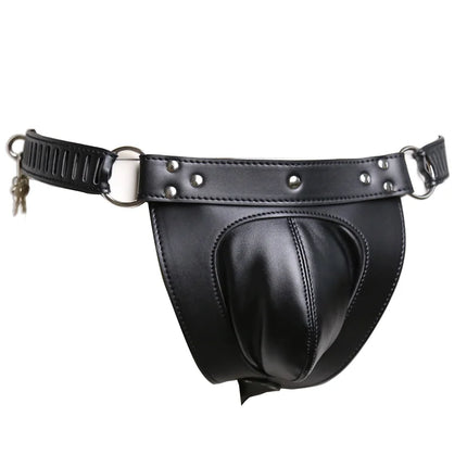 Leather Chastity Belt,Strapon Dildo Harness Underwear,Strap-on Anal Plug Butt Panties,Sex Toys For Women Men