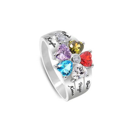MaiLun Personalized Kids Names Ring With Birthstone Silver plated color Ring Mothers Day Jewelry Gift
