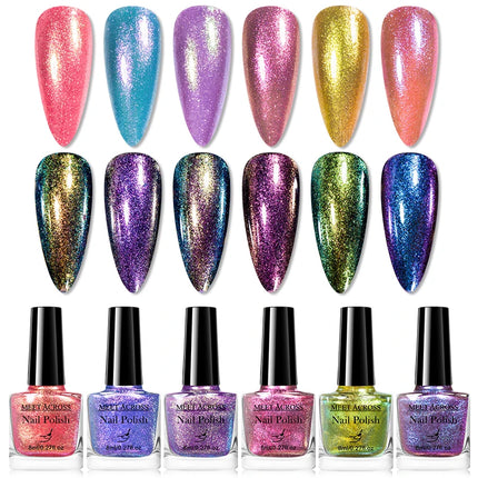 2pcs Chameleon Nail Polish Kit 8ml Natural Dry Saving Time Long Lasting Glitter Nail Art Polish For Manicure DIY Nail Supplies