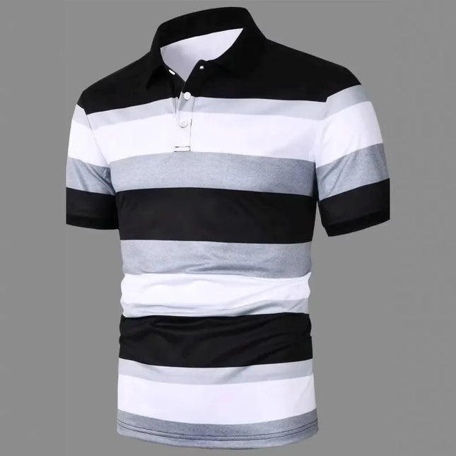 Summer Men's New Polo Shirt Men's Business Leisure Golf Polo Shirt Top 100% Polyester