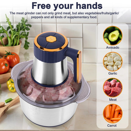 5L Electric Meat Grinder Stainless Steel Food Vegetable Processor Electric Chopper for Ground Beef Deer Chicken