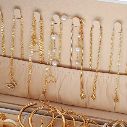 86 Pcs Fashion Jewelry Set For Women Pearl Alloy Earrings Necklaces Rings Bracelets Stackable Boho Jewelry Party Daily No Box