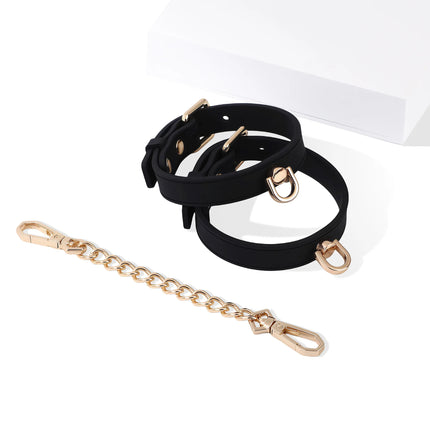 Soft Silicone Handcuffs Ankle Cuffs Set Gold Chain BDSM Bondage Restraints Slave Role Play Adult Sex Toy for Women Men Couples