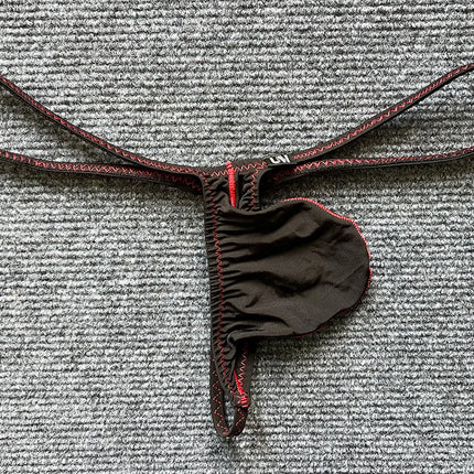 Men's Ice Silk Low-Waist Thong Underwear with Thin Straps Sexy Large Bag Briefs New Arrival  Men's Underwear