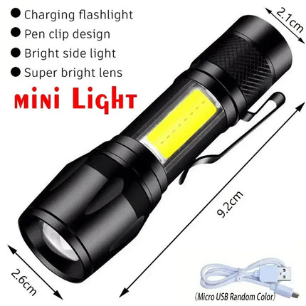 2000LM Ultra Bright P50 LED Flashlight Tactical EDC Emergency Spotlight Telescopic ZoomHandheld Torch  w/ 14500/18650 Battery