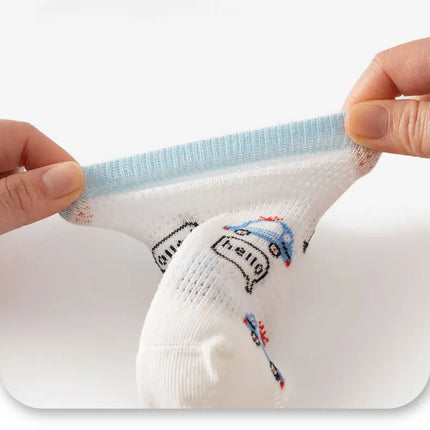 5 Pairs 1 To 12 Years Children's Socks 2025 Spring Summer Baby Boys Girls Cotton Mesh Breathable Thin Soft Cute Socks Kids Socks