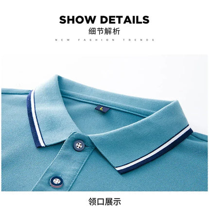 New Men's Long-sleeved Cotton Polo Shirt Fashion Embroidery Casual Bottom Pullover Shirts Tops Men's Clothing