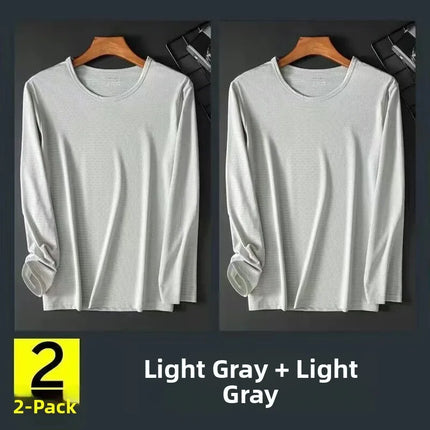 Ice Silk Long Sleeve T-Shirt Men's Summer Thin Mesh Breathable Sun Protection Quick Dry Outdoor Construction Base Shirt Air C...