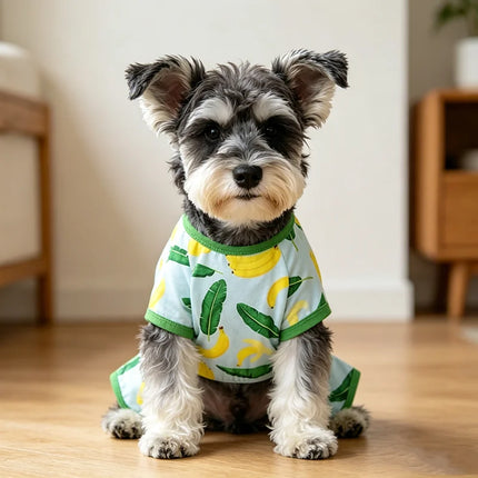 Dogs Pajamas Cute Banana Leaf for Small Dogs Soft Material Stretchable four-legged pet jumpsuit Indoor Pet Loungewear