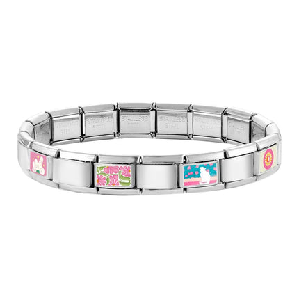 Y2K Wholesale Cute Heart Flowers Italian Charm Link Fit 9mm Stainless Steel Jewelry DIY Making Women Bracelets Gifts