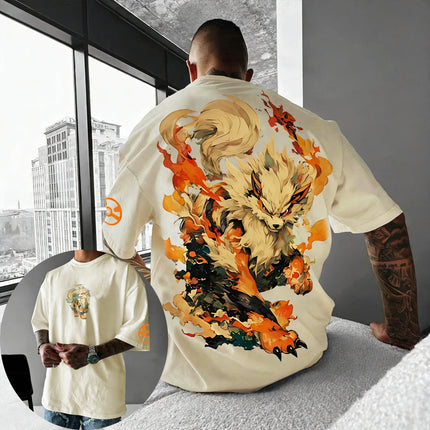 Pokemon  Anime Men and Women Summer T-shirt New Arcanine Creative Printed Street Hip Hop Loose Casual Y2K Parent Child Top