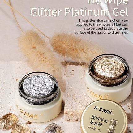 RSNAIL No Wipe Platinum Gel Nail Polish 8g Sparkle Painting Metallic Golden Silvery Liner Gel French Drawing Liner DIY Nail Art