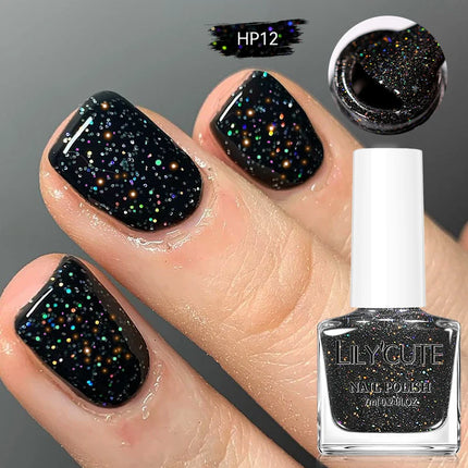 LILYCUTE 7ml Nail Polish Holographic Reflective Colorful Shining Effec Manicure Nail Art Varnish No Need Lamp Air Dry