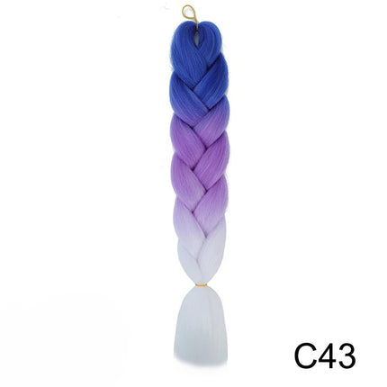 Synthetic Jumbo Braids Hair 24Inch Braiding Hair Extensions Ombre Fake Hair For Crochet Box Braid Blue Purple for Women