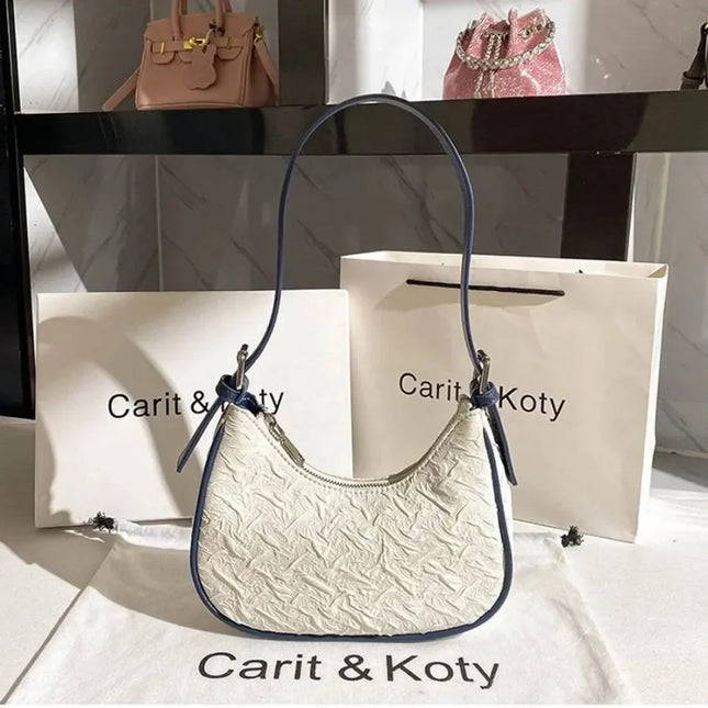 Original Design Advanced Sense This Year's Popular Pleated Bag Female Summer Niche Design Crescent Bag Underarm Bag Shoulder