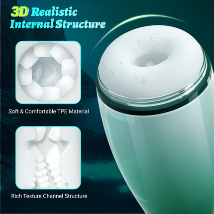Smart APP Control Pleasure Cup for Men 6 Suction Clamp Vibration Modes Voice Interaction 9 Patterns Magnetic Charging Tech Toy