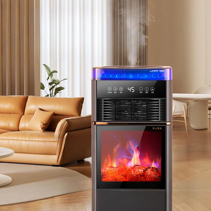 Electric Fireplace Heater Portable Space Heater with 3D Realistic Dancing Flame Effect Spray Humidifier Floor  Warm Air Heaters