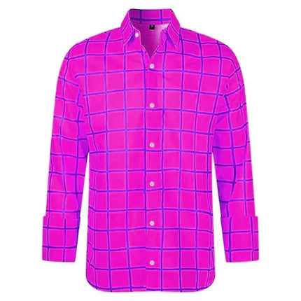 Fashion Men's Long Sleeve Shirt Casual Plaid Color Summer New 3D Printed Lapel Shirt Men and Women  Unisex Clothing Tops