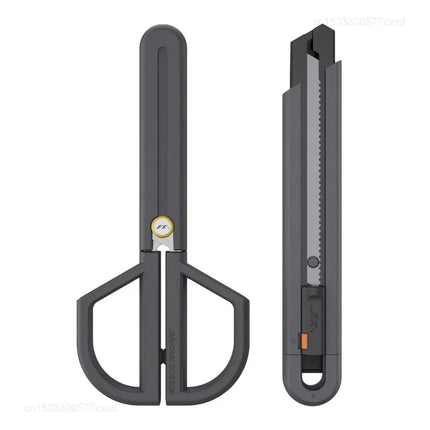 JIMIHOME 2pcs Scissors and Knife Mini Combo Set Adjustable Protective Sheath Precision DIY Safety Utility Tailor's Tools