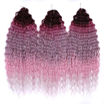 FASHION IDOL 22 Inch 300g 3PCS Ariel Curl Hair Water Wave Twist Crochet Hair Synthetic Ombre Brown Fiber Braiding Hair Extension