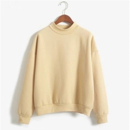 Women O Neck Solid Color Turtleneck Long Sleeve Velvet Sweatshirt Cotton Lightweight And Breathable Workout Pullover Cozy Wear