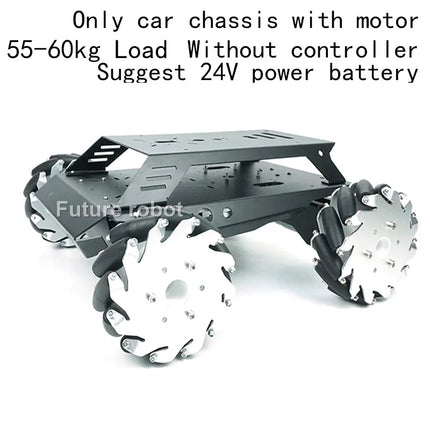 50Kg Load RC Tank Heavy Duty Mecanum Wheel Omnidirectional Robot 12V/24V Motor Metal Chassis for Research Programmable Robot
