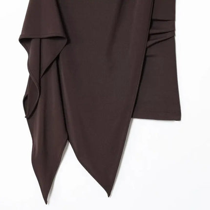 Women's Asymmetric Slim Pleated Design Top Versatile Autumn New Arrival Fashionable Outerwear Casual Regular Length