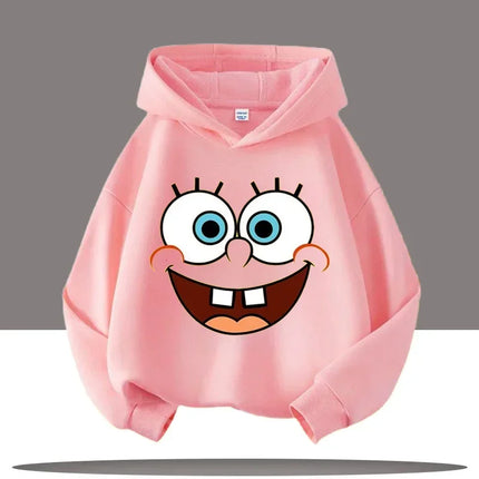 New Cute Cartoon SpongeBob SquarePants Autumn and Winter Fashion Cute Boys and Girls Daily Outing Warm Children's Hoodies