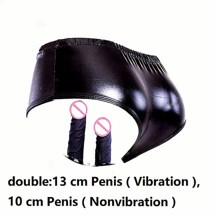 PU Leather Penis Panties Vibrating Silicone Dildos Anal Plug Lesbian Strapon Chastity Pants Underwear Masturbation Sex Toys