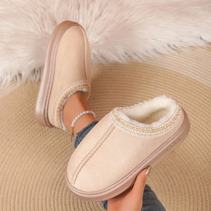 Women's Winter Fur Shoes Male Ankle Boots Platform Slippers Home Warm Fashion Outdoor Basis Thick Wool Wool Short Boots