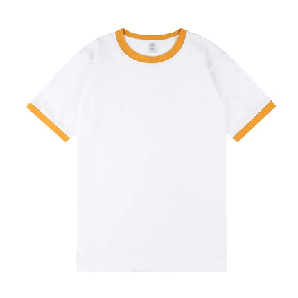 210G Heavy Cotton Men's T-shirt Edge-bumping O-Neck Short-sleeved Man T shirt Contrasting Color Splicing Men T-shirt Tops Tees