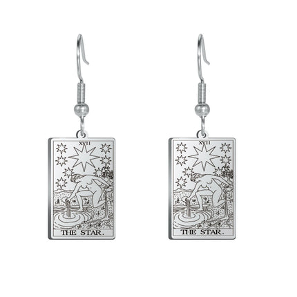 Classic Tarot Cards Stainless Steel Drop Earring for Women Sun Moon Star Lovers Divination Tarot Jewelry Birthday Gift